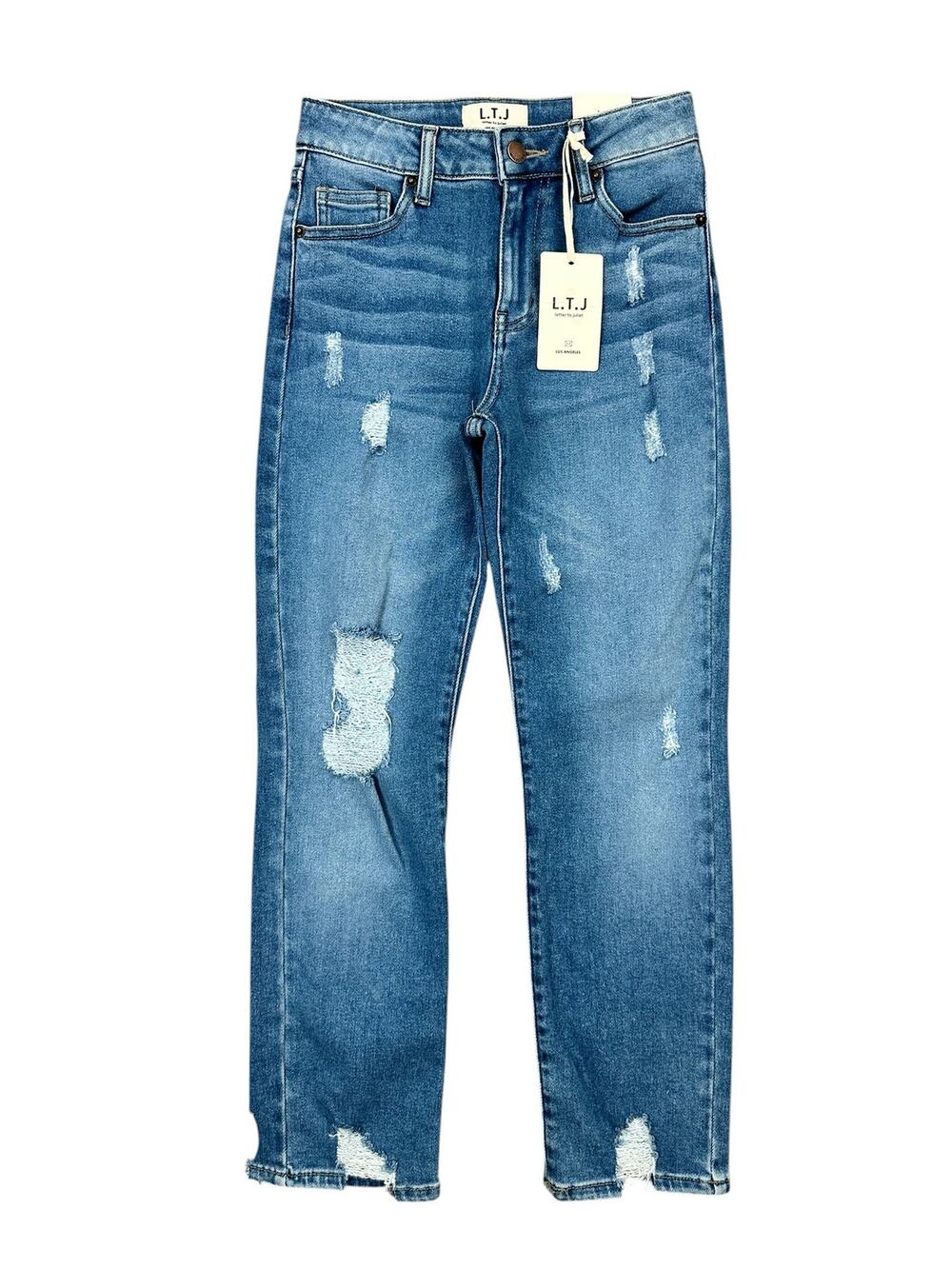 L.T.J. Letter to Juliet Distressed Straight Leg Jeans Medium Wash NWT — Size 24